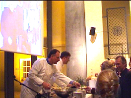 Ernst Ulirch Schassberger and Heinz Wehmann are celebrating delicious tasteful and healthy organic food for Alexander Porschke and other VIP&acute;s