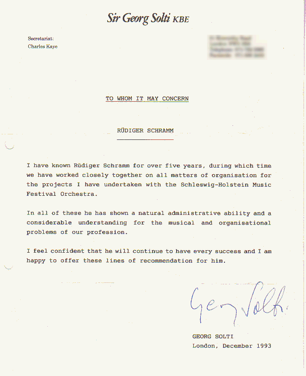 Letter from Sir Georg Solti