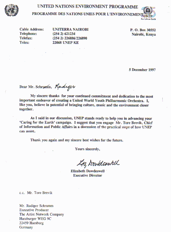 Dowdeswell UNEP support